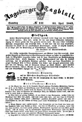 Augsburger Tagblatt Samstag 23. April 1842