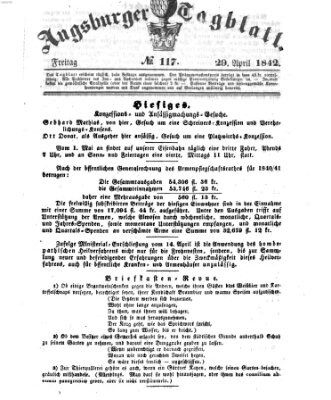 Augsburger Tagblatt Freitag 29. April 1842