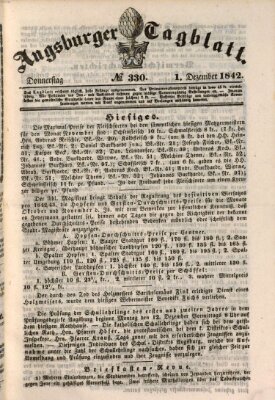 Augsburger Tagblatt Donnerstag 1. Dezember 1842