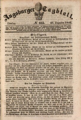 Augsburger Tagblatt Dienstag 27. Dezember 1842