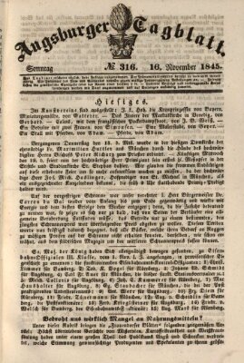 Augsburger Tagblatt Sonntag 16. November 1845