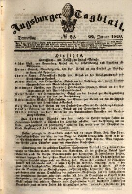 Augsburger Tagblatt Donnerstag 22. Januar 1846