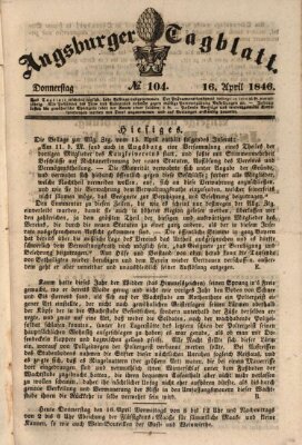 Augsburger Tagblatt Donnerstag 16. April 1846
