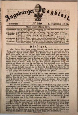 Augsburger Tagblatt Mittwoch 1. September 1847