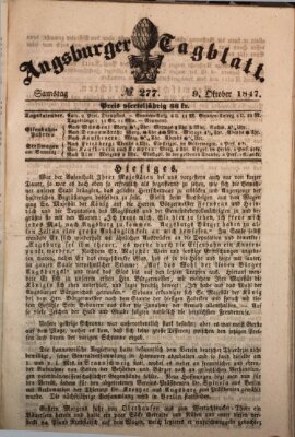 Augsburger Tagblatt Samstag 9. Oktober 1847