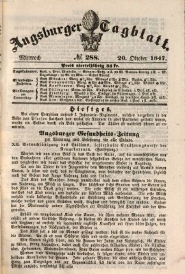Augsburger Tagblatt Mittwoch 20. Oktober 1847