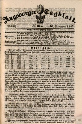 Augsburger Tagblatt Dienstag 16. November 1847