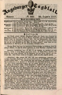 Augsburger Tagblatt Mittwoch 22. Dezember 1847