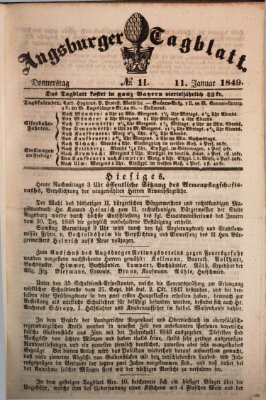 Augsburger Tagblatt Donnerstag 11. Januar 1849