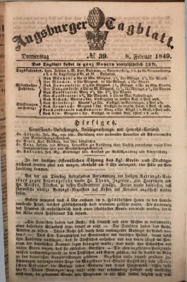 Augsburger Tagblatt Donnerstag 8. Februar 1849