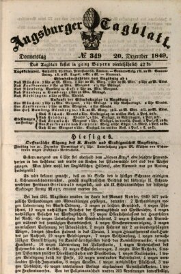 Augsburger Tagblatt Donnerstag 20. Dezember 1849