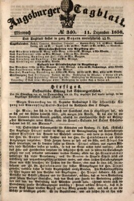 Augsburger Tagblatt Mittwoch 11. Dezember 1850
