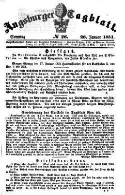 Augsburger Tagblatt Sonntag 26. Januar 1851
