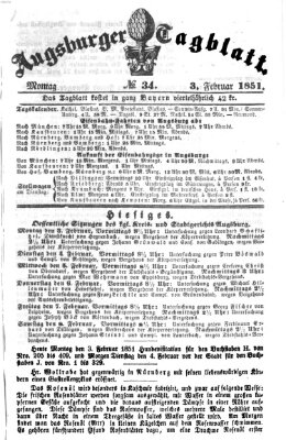 Augsburger Tagblatt Montag 3. Februar 1851