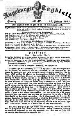 Augsburger Tagblatt Sonntag 16. Februar 1851