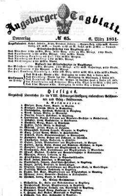 Augsburger Tagblatt Donnerstag 6. März 1851
