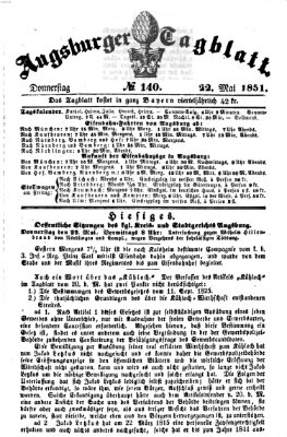 Augsburger Tagblatt Donnerstag 22. Mai 1851