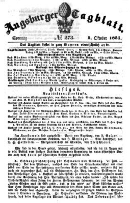 Augsburger Tagblatt Sonntag 5. Oktober 1851