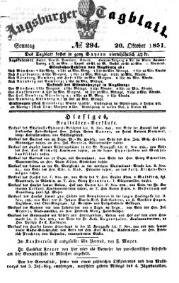 Augsburger Tagblatt Sonntag 26. Oktober 1851