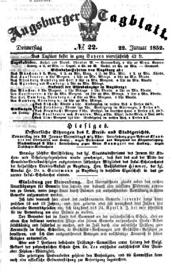 Augsburger Tagblatt Donnerstag 22. Januar 1852
