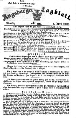 Augsburger Tagblatt Montag 5. April 1852
