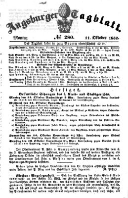 Augsburger Tagblatt Montag 11. Oktober 1852