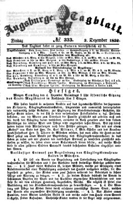Augsburger Tagblatt Freitag 3. Dezember 1852