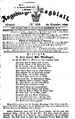 Augsburger Tagblatt Mittwoch 22. Dezember 1852
