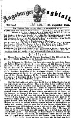 Augsburger Tagblatt Mittwoch 29. Dezember 1852