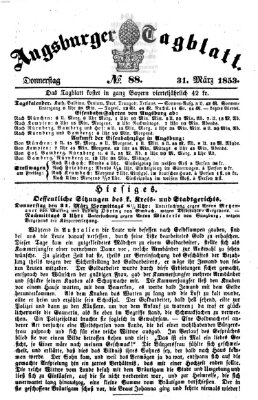 Augsburger Tagblatt Donnerstag 31. März 1853