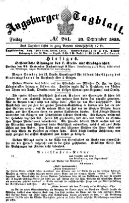 Augsburger Tagblatt Freitag 23. September 1853