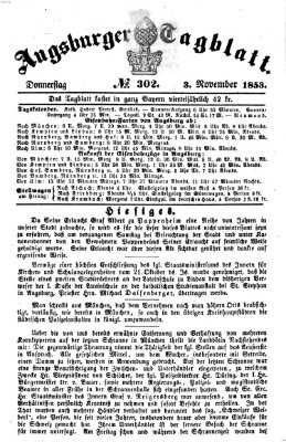 Augsburger Tagblatt Donnerstag 3. November 1853