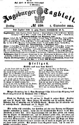 Augsburger Tagblatt Freitag 1. September 1854