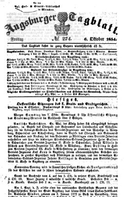 Augsburger Tagblatt Freitag 6. Oktober 1854