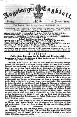 Augsburger Tagblatt Freitag 5. Januar 1855