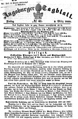 Augsburger Tagblatt Freitag 2. März 1855