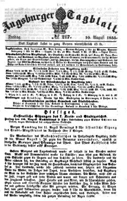 Augsburger Tagblatt Freitag 10. August 1855