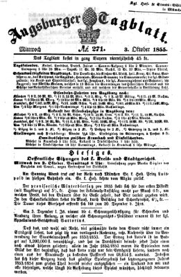 Augsburger Tagblatt Mittwoch 3. Oktober 1855