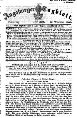 Augsburger Tagblatt Donnerstag 22. November 1855