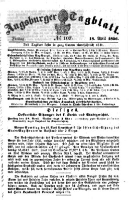 Augsburger Tagblatt Freitag 18. April 1856