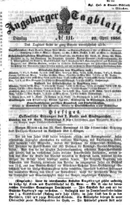 Augsburger Tagblatt Dienstag 22. April 1856