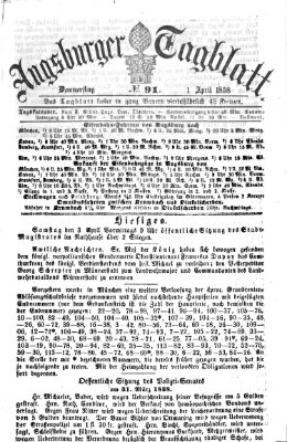 Augsburger Tagblatt Donnerstag 1. April 1858
