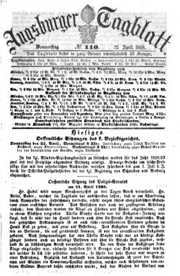 Augsburger Tagblatt Donnerstag 22. April 1858