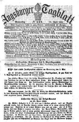 Augsburger Tagblatt Donnerstag 29. April 1858