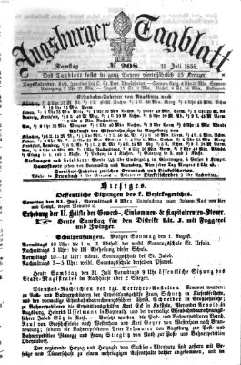 Augsburger Tagblatt Samstag 31. Juli 1858