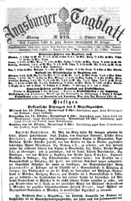 Augsburger Tagblatt Montag 11. Oktober 1858
