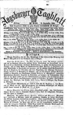 Augsburger Tagblatt Freitag 21. Dezember 1860