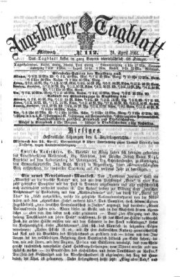 Augsburger Tagblatt Mittwoch 24. April 1861