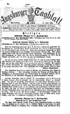 Augsburger Tagblatt Donnerstag 17. Juli 1862