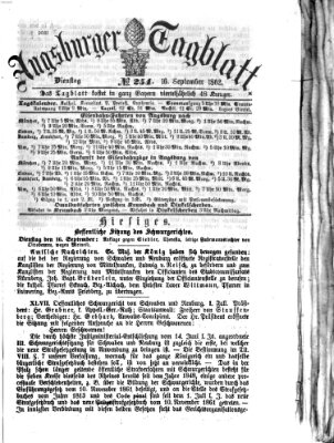 Augsburger Tagblatt Dienstag 16. September 1862